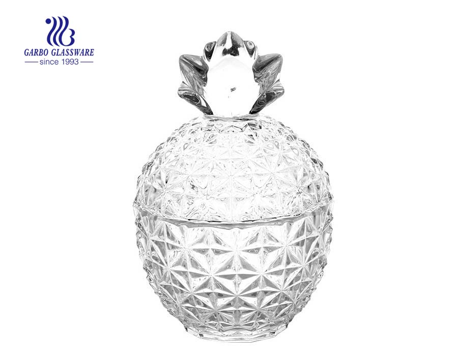 New Design Pineapple Shape Glass Candy Pot