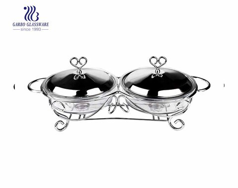 2Liter Twins glass baking pan set with 304 holder and lid