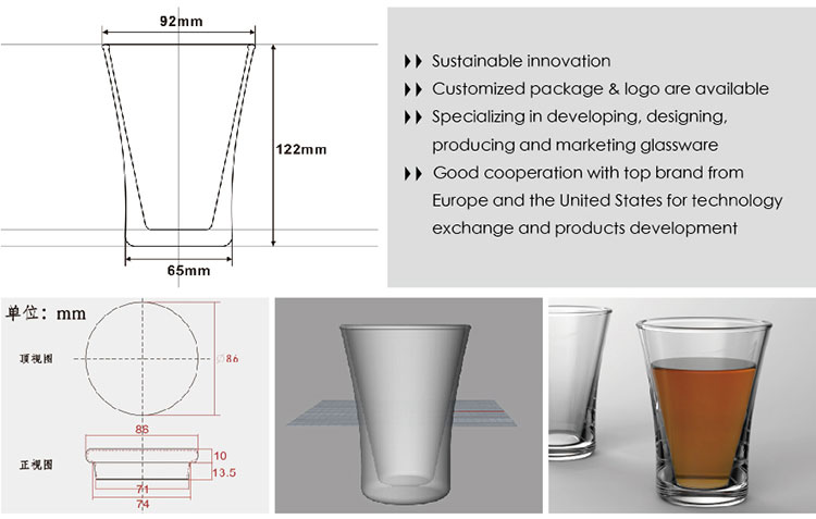 New arrival electroplated decoratived double wall glass cup 8oz