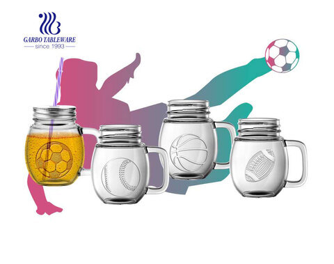 18oz New Multi-design hot sell in South America football glass mason jar drinking glasses