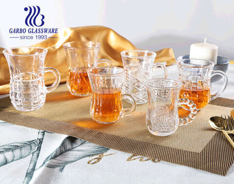 3oz Wholesale Turkish glass tea cups with handle home use clear tea mugs china factory