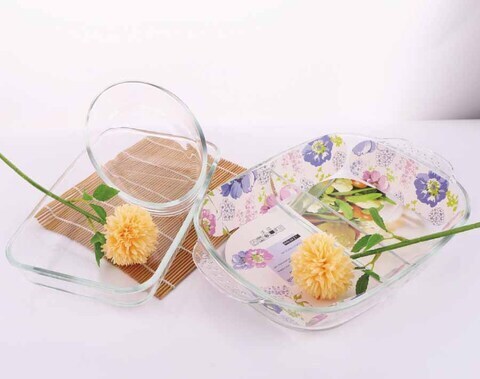 1800ml Rectangular Baking Glass Plate and 700ml Oval Borosilicate Glass Baking Dish