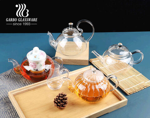 700ml Clear borosilicate glass teapot with ceramic infuser elegant teapots