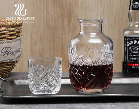 Unique shape whiskey decanter for bar use round mixing drink glass bottles for wine liquor 