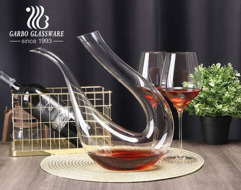 Customized designs unique wine decanter 1200ml oblique harp shape decanters