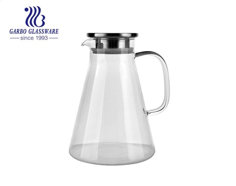 1.7Liters borosilicate glass ice and hot water pitcher with stainless steel lid