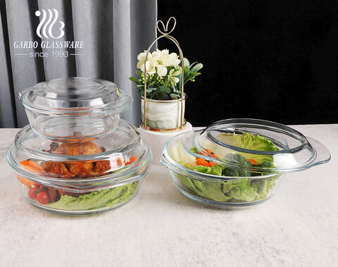 600ml Clear Round Glass Casserole With Glass Lid and Handle for Oven Glass Bakeware suppliers