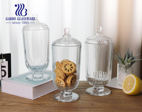 ​Manufacturer New Arrival Glass Candy and Cookie Jar with Lid and Stem for Wedding and Home Décor 