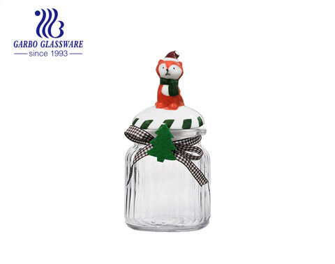 Jubilant glass canister for Christmas season sales and promotional gift Factory