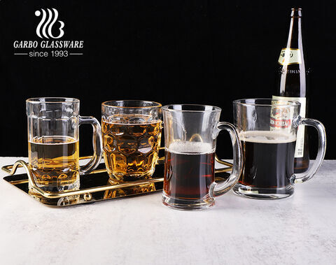 Stock beer glass with handle big size high quality 400ml classic beer mug 