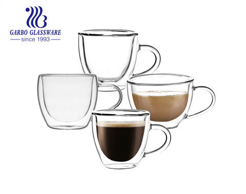 Luxury 2oz double wall glass mug for hot coffee and tea