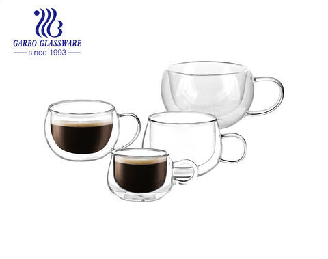 Tasses à café en verre isolées à double paroi haut de gamme de 8 oz