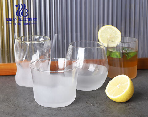 Ball shaped 16oz glass water cup with frosted bottom decoration manufacturers