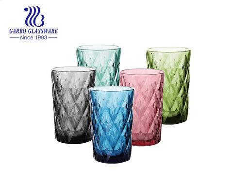 Luxury Solid Color Highball Glass Cups with Spiral Pattern Design for water service