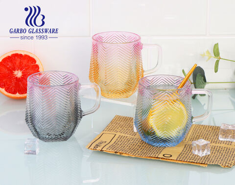 Hexagon shape color spray 10oz 300ml in stock glass tea mug