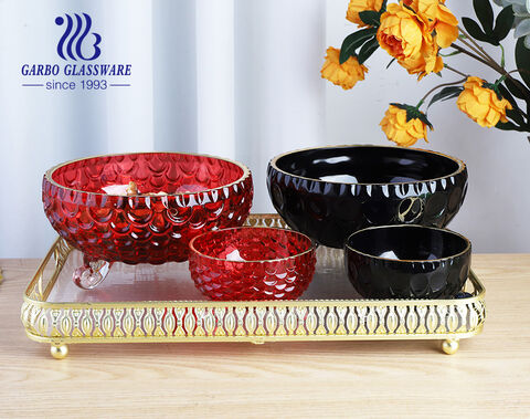 Luxury glass bowl set with different color decor for Morocco  factory