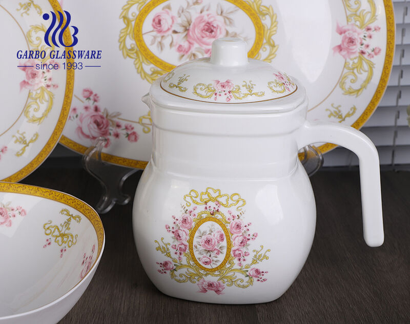 Personalized custom logo hot selling in Eygpt wholesale market square shape 58pcs opal glass dinnerware set