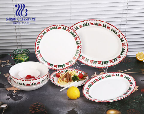 Luxury Christmas Design Opal Glassware Dinner Set