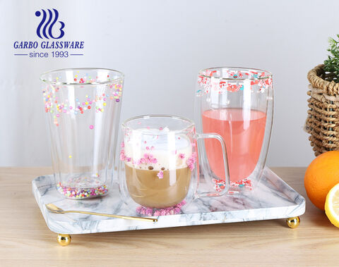 Delicate Design Double Wall Glass Mug 300ml Borosilicate Coffee Glass Cup manufacturers in china