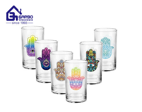 Gift pack Arabic Morroco tea glass cup with customized Hamsa pattern