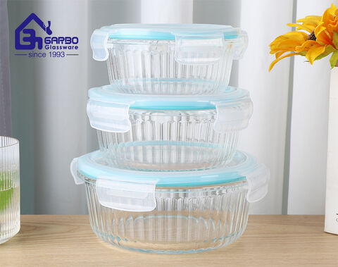 Luxury different size borosilicate glass lunch box with lid