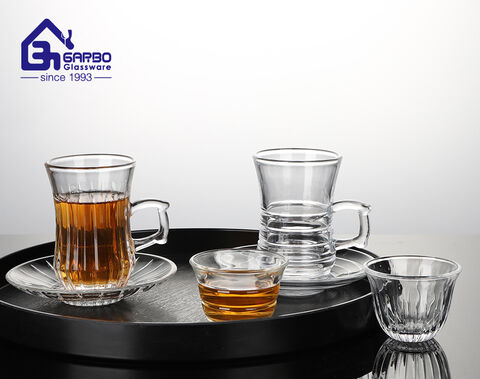 Luxury tea glass cup and saucer set for Arab and Dubai market wholesale china