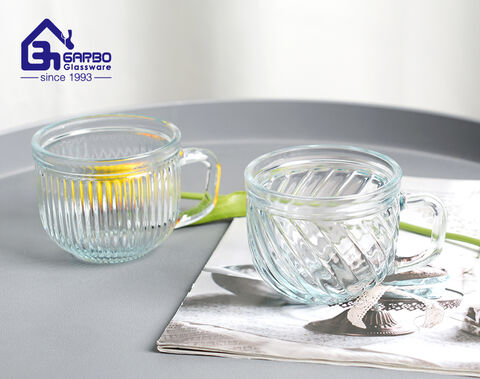 260ml transparent glass tea mug with engraved new designs Factory