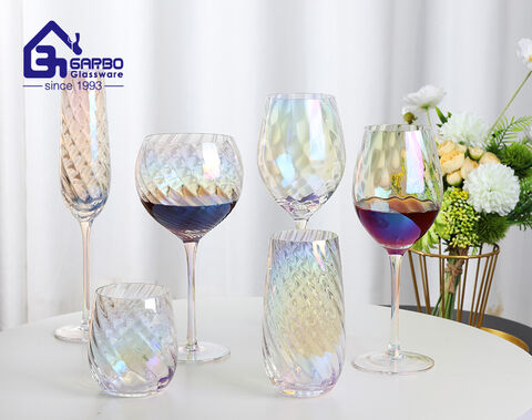 Wholesale supplier Ion plating hand made wine glass stemware