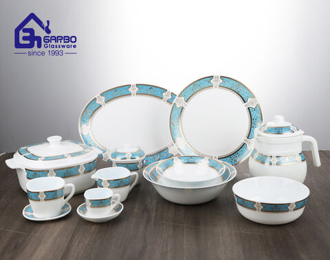 Hot sale white opal dinner set with Fully surrounded decal