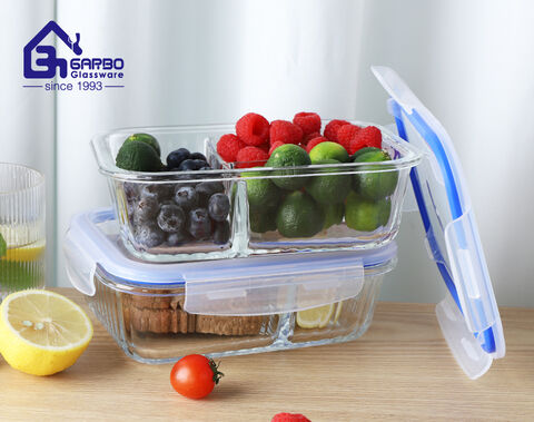 High-borosilicate 1000ml big size machine-made food container with separation