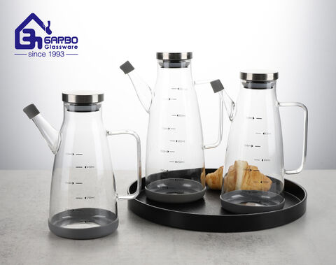 1000ML handmade high borosilicate glass oil bottle with size decal manufacturers in china